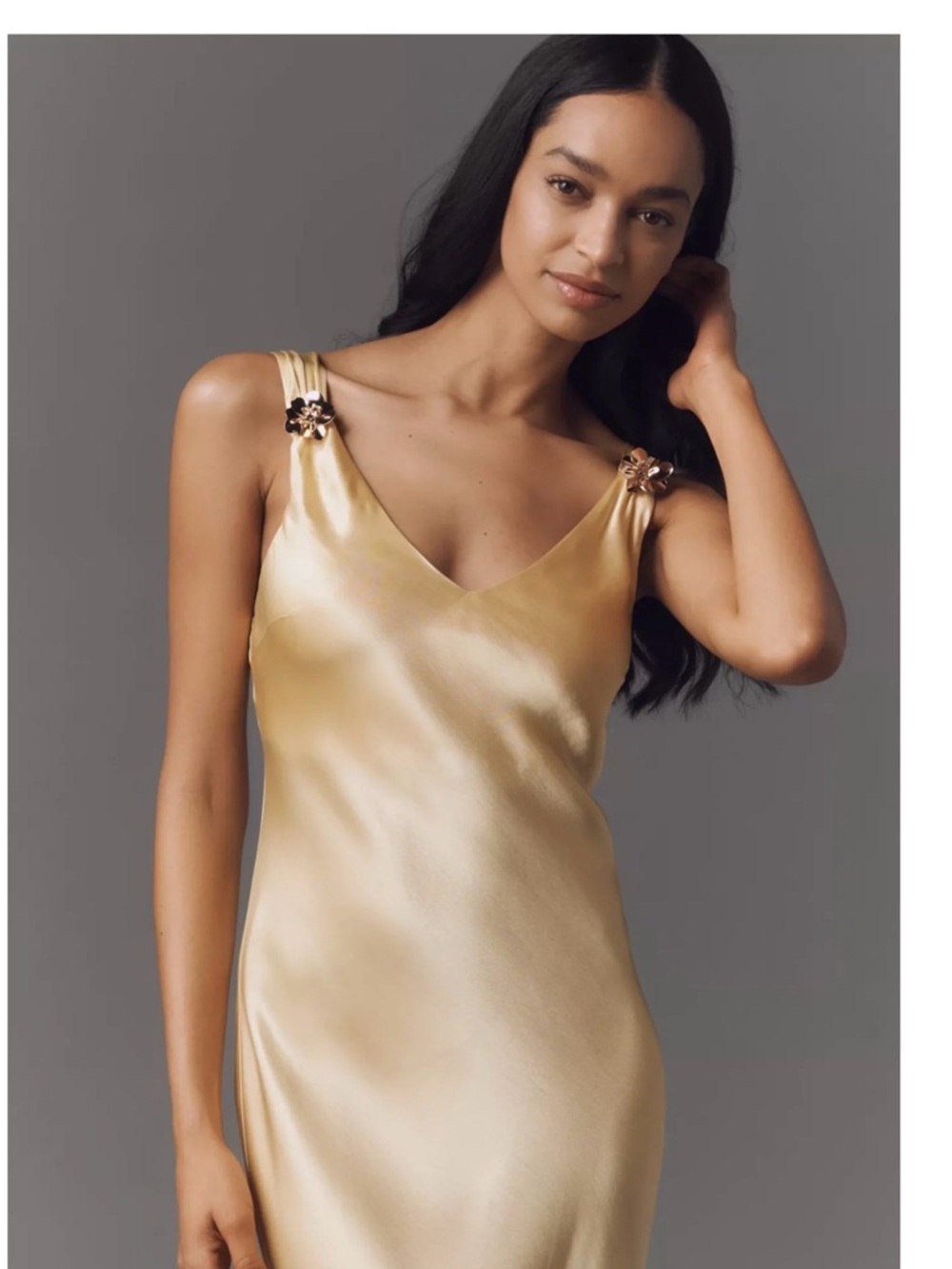 By Anthropologie Sleeveless V-Neck Midi Slip Dress